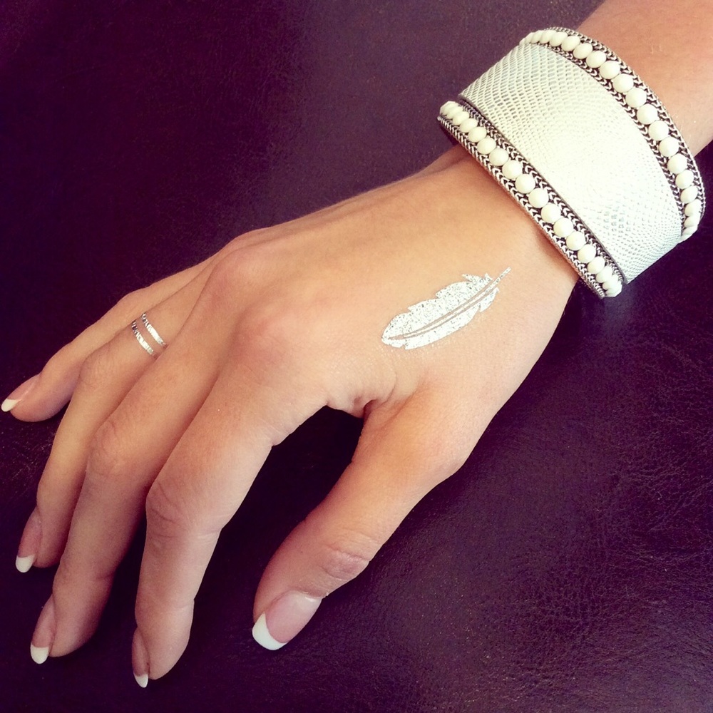 Leather cuff with beading hand made